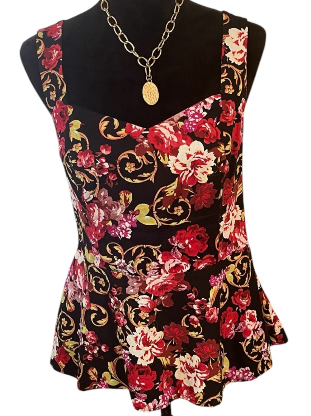 TORRID FLORAL PEPLUM TOP SZ 1 = 14/16